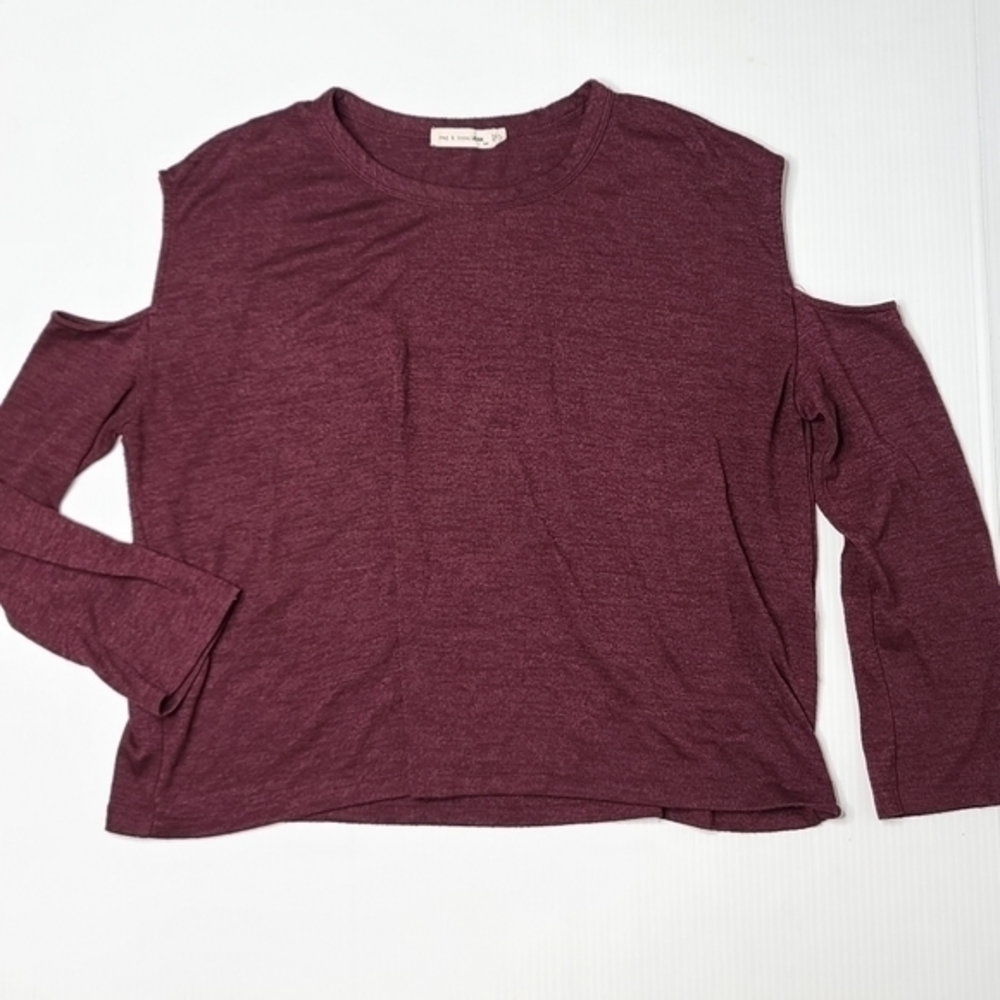 Rag &‎ Bone S Red Round Neck Cut Out Shoulder Top